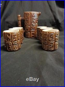 Vintage Ceramarte Aztec Pattern Decanter Set