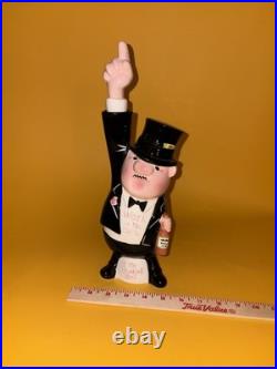 Vintage Ceramic Figural Decanter Gentleman Top Hat Whiskey Barware Liquor Bottle