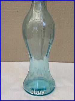 Vintage Clear Blue Empoli Art Glass Bottle 22 Tall