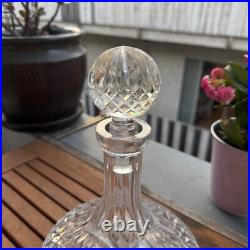 Vintage Clear Crystal Glass Decanter With Diamond Cut Design & Stopper