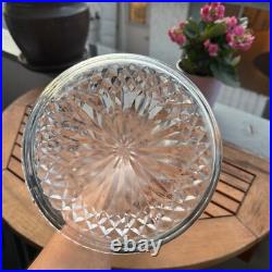 Vintage Clear Crystal Glass Decanter With Diamond Cut Design & Stopper