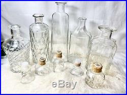 Vintage Clear Glass Decanters Set Whiskey Liquor Cut Spirits Barware Bar Stopper
