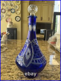 Vintage Cobalt Blue Cut to Clear Lead Crystal Decanter 550 8.1.25 Vintage Cobalt Blue Cut to Clear Lead Crystal Decanter 550 8.1.25