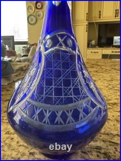 Vintage Cobalt Blue Cut to Clear Lead Crystal Decanter 550 8.1.25 Vintage Cobalt Blue Cut to Clear Lead Crystal Decanter 550 8.1.25