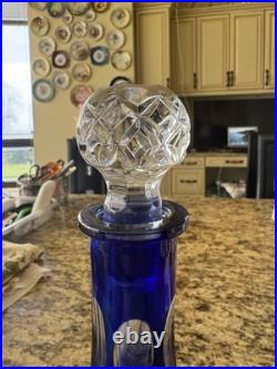 Vintage Cobalt Blue Cut to Clear Lead Crystal Decanter 550 8.1.25