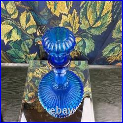 Vintage Cobalt Blue Empoli Glass Genie Bottle Decanter with Stopper Mid Century Vintage Cobalt Blue Empoli Glass Genie Bottle Decanter with Stopper Mid Century