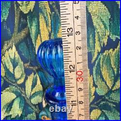 Vintage Cobalt Blue Empoli Glass Genie Bottle Decanter with Stopper Mid Century