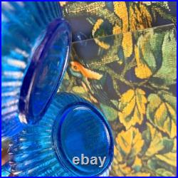 Vintage Cobalt Blue Empoli Glass Genie Bottle Decanter with Stopper Mid Century