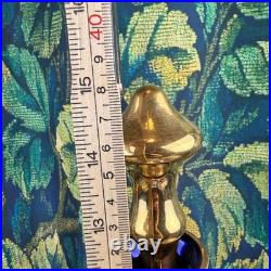 Vintage Cobalt Blue Glass Decanter 24K Gold Hand Painted Floral Murano Style 15