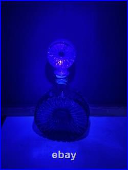 Vintage Cobalt Blue Glass Starburst Italian Empoli Decanter WithStarburst Stopper
