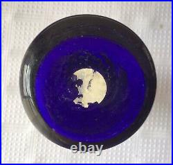 Vintage Cobalt Blue & Gold Blown Glass Decanter & 6 Cups, Bavaria/Murano