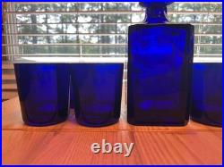 Vintage Cobalt Blue Whiskey Glass and Decanter set