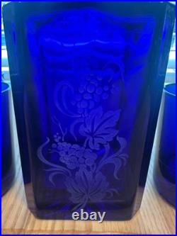 Vintage Cobalt Blue Whiskey Glass and Decanter set