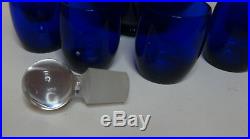 Vintage Cobalt Cambridge Glass Decanter & 6 tumblers