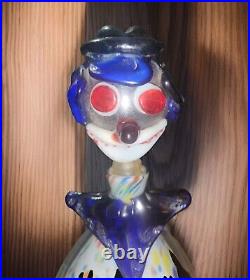 Vintage Collectible MURANO ART GLASS Hand Blown Clown Decanter/Bottle Italy 16