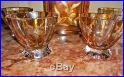 Vintage Continental Cut-to-Clear Art Deco Decanter and Cups Set