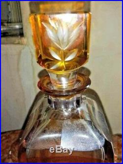 Vintage Continental Cut-to-Clear Art Deco Decanter and Cups Set