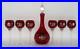 Vintage-Continental-Silver-Overlay-Ruby-Red-Decanter-6-Matching-Glasses-01-vl