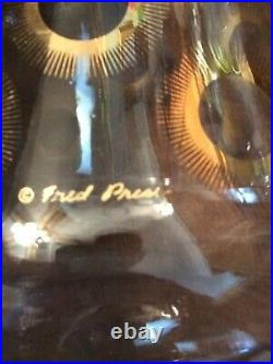 Vintage Corning Fred Press Coffee Set Carafe Creamer Sugar With Gold Warmer Caddy