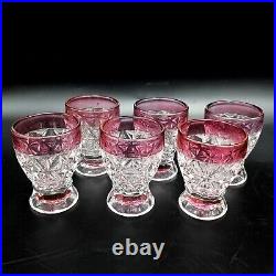 Vintage Cranberry Clear Glass Diamond Design Decanter Set