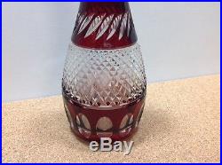 Vintage Cranberry Cut to Clear Glass Cruet Decanter Bohemian 12