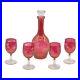 Vintage-Cranberry-Glass-Decanter-Set-4-Wine-Glasses-Stopper-Bohemian-Etched-11-01-qk