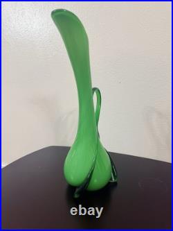 Vintage Cristalleria Fratelli Betti Empoli Glass Ewer Triple Cased Rare Green