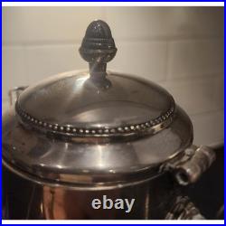 Vintage Crystal Claret Jug Heavy Pressed Glass Silverplate Decanter Victorian