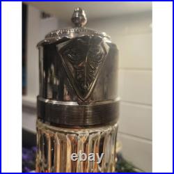 Vintage Crystal Claret Jug Heavy Pressed Glass Silverplate Decanter Victorian