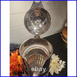Vintage Crystal Claret Jug Heavy Pressed Glass Silverplate Decanter Victorian
