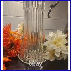 Vintage Crystal Claret Jug Heavy Pressed Glass Silverplate Decanter Victorian