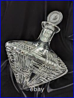 Vintage Crystal Cut Glass Decanter On Side With Lid, 13 Tall, 9.5Long, Nice Weight