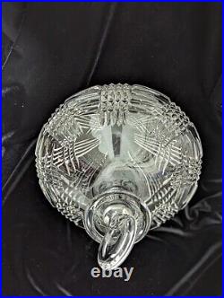 Vintage Crystal Cut Glass Decanter On Side With Lid, 13 Tall, 9.5Long, Nice Weight