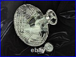 Vintage Crystal Cut Glass Decanter On Side With Lid, 13 Tall, 9.5Long, Nice Weight