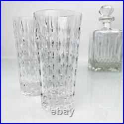 Vintage Crystal Decanter Set With Highball Glasses Square Decanter with Stopper