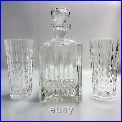 Vintage Crystal Decanter Set With Highball Glasses Square Decanter with Stopper