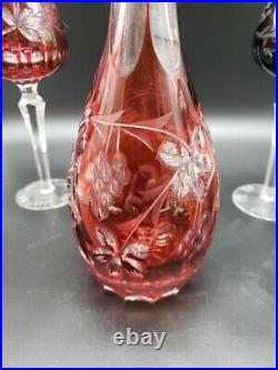 Vintage Crystal Decanter and Class Set
