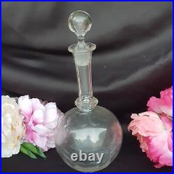 Vintage Crystal Decanter etched balloon base hand blown with stopper