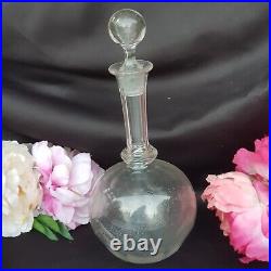 Vintage Crystal Decanter etched balloon base hand blown with stopper