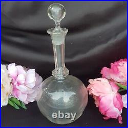 Vintage Crystal Decanter etched balloon base hand blown with stopper