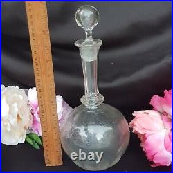 Vintage Crystal Decanter etched balloon base hand blown with stopper