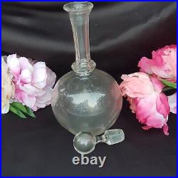 Vintage Crystal Decanter etched balloon base hand blown with stopper