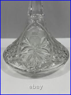 Vintage Crystal Floral Etched Ornate Cut Glass Ships Decanter Large 7.5 X 12