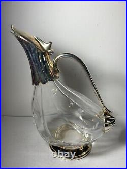 Vintage Crystal Glass Al Piombo Duck Decanter 9.5 in