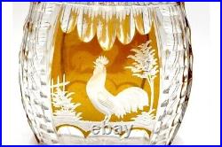 Vintage Crystal Glass Decanter Julia Glassworks Rooster Decorative Poland 1960s
