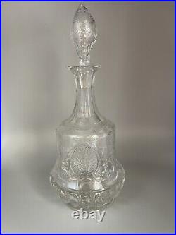 Vintage Crystal Glass Decanter Thomas Webb England Floral Pattern