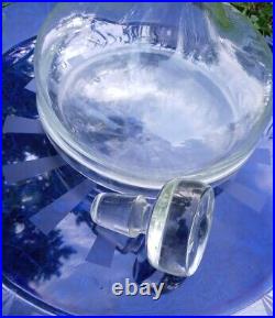 Vintage Crystal Glass Ship Decanter Nautical Etched Tall Large 82oz Lid Barware