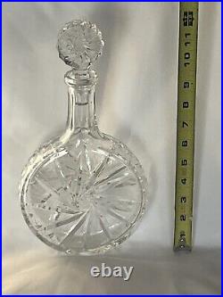 Vintage Crystal Pin Wheel Decanter with Matching Top