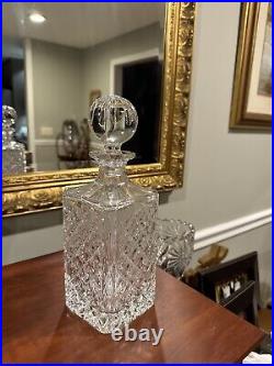 Vintage Crystal Royal Brierley square decanter Ball Glass Cut Stopper