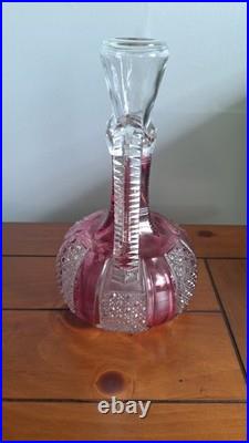 Vintage Crystal Ruby Decanter with4-Wine Goblets Highly Detailed Very Beautiful